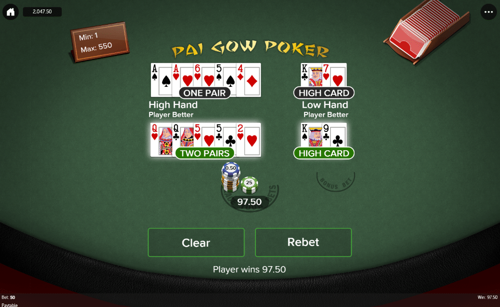 Pai Gow Poker Win