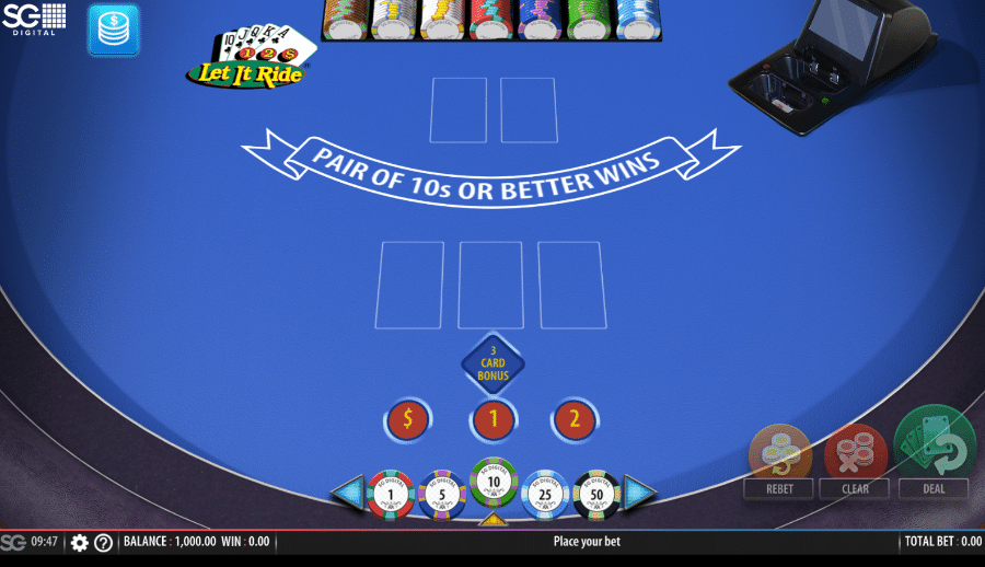 Let it Ride table setup