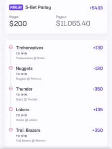 Club 520 Parlay 1/13