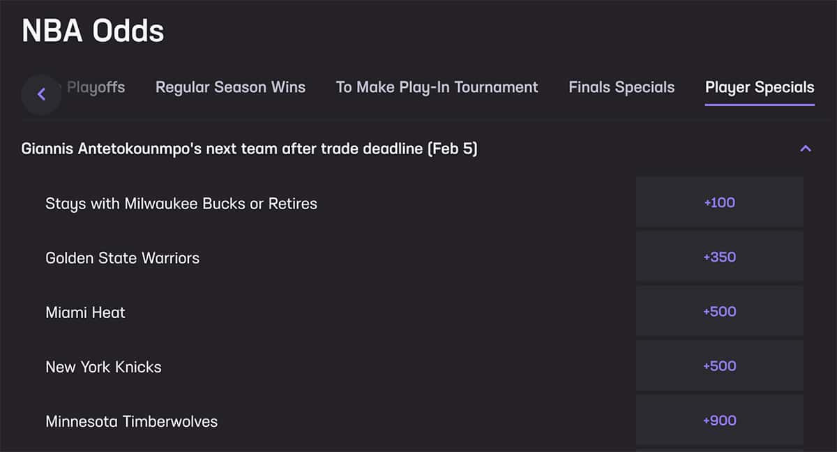 Giannis trade odds